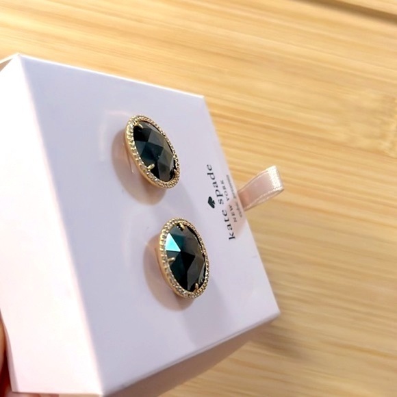 Brand New KATE SPADE She Has Spark Goldtone Metal & Black Crystal Stud Earrings - Picture 9 of 12